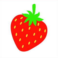 Obraz premium Whole strawberry icon in flat style, isolated on white background. Strawberry fruit cartoon icon vector illustration. Healthy vegetarian food.