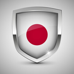 EPS10 Vector Patriotic shield with flag of Japan.