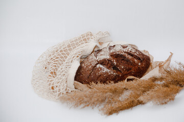 black bread on a white background