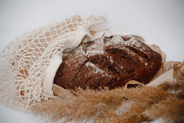black bread on a white background