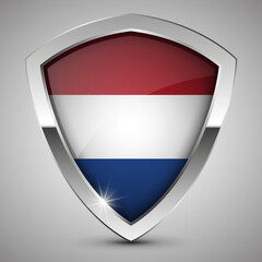 EPS10 Vector Patriotic shield with flag of Netherlands.