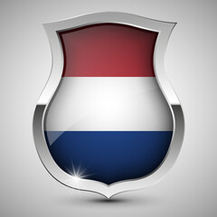 EPS10 Vector Patriotic shield with flag of Netherlands.