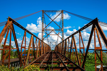 Abandoned bridge between Roldanillo and Zarzal at the region of Valle del Cauca in Colombia