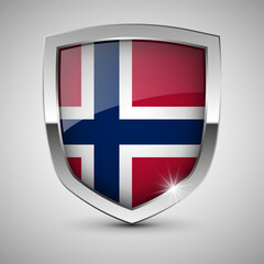 Obraz premium EPS10 Vector Patriotic shield with flag of Norway.