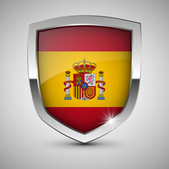 Obraz premium EPS10 Vector Patriotic shield with flag of Spain.