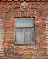 Old brick wall with window - obrazy, fototapety, plakaty