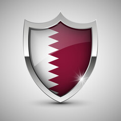 EPS10 Vector Patriotic shield with flag of Qatar.