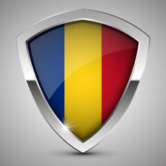 Fototapeta premium EPS10 Vector Patriotic shield with flag of Romania.