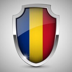 Fototapeta premium EPS10 Vector Patriotic shield with flag of Romania.