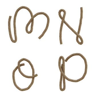 Hemp rope capital letters alphabet - letters M-P