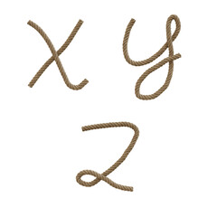 Hemp rope capital letters alphabet - letters X-Z