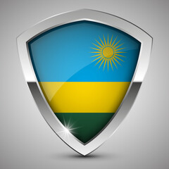 EPS10 Vector Patriotic shield with flag of Rwanda.