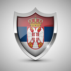 EPS10 Vector Patriotic shield with flag of Serbia.