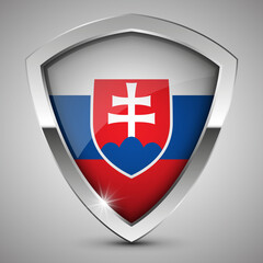 Fototapeta premium EPS10 Vector Patriotic shield with flag of Slovakia.