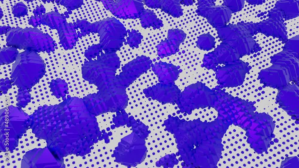 Poster white background.design. a bright background on which blue blots in 3d format creep up to each other