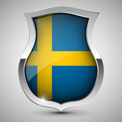 Fototapeta premium EPS10 Vector Patriotic shield with flag of Sweden.