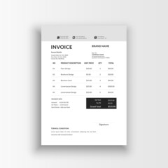 minimalist business invoice template vector, receipt voucher, sales voucher