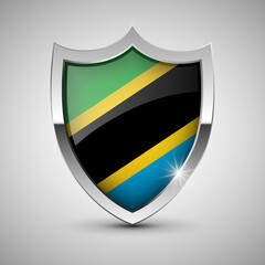 EPS10 Vector Patriotic shield with flag of Tanzania.