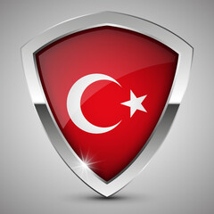 EPS10 Vector Patriotic shield with flag of Turkey.