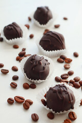 Tasty chocolate bonbon sweets on light backround