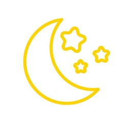 Moon and stars line icon on the white background. Vector illustration.