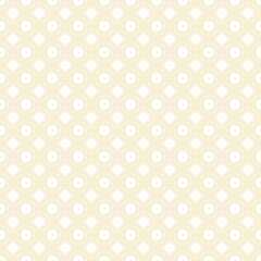 Cream and white retro Polka Dot seamless pattern. Vector background.