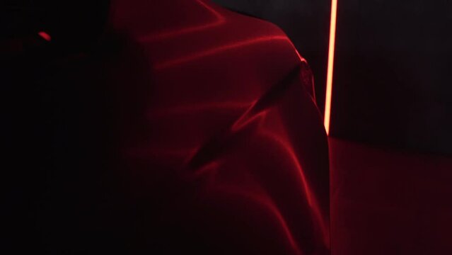 Car in red light. Close up