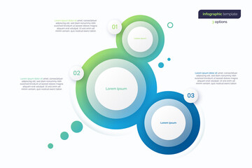 Abstract vector gradient minimalistic infographic template composed of 3 circles - obrazy, fototapety, plakaty