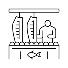 processing plant salmon line icon vector illustration