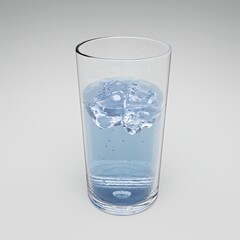 Iced colored soft drink in transparent glass on white background. 3D Illustration