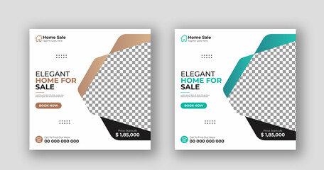 Business real estate social media post square flyer banner template