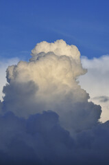 High white clouds in the blue sky
