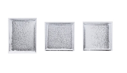Set of ice covered frost windows. Winter design elements with hoarfrost