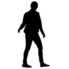Silhouette of a walking girl on a white background