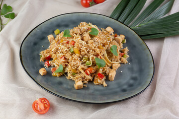pasta with vegetables and meat