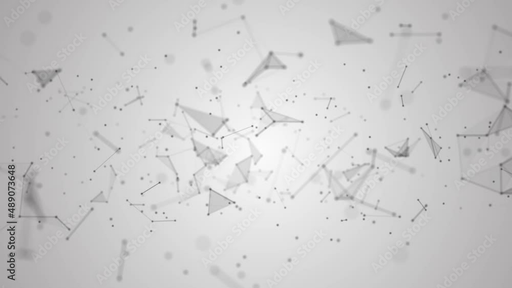 Poster animated background. movements of geometric shapes. a pattern of connecting lines, triangles, dots, 