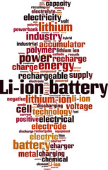 Obraz premium Li-ion battery word cloud