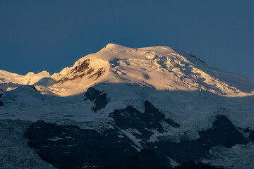 Mont Blanc at sunrise. Alps.