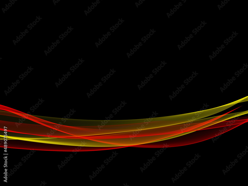 Aufkleber abstract red and yellow wave element for design on a black background