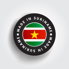 Made in Suriname text emblem badge, concept background