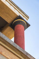 Close-up of the minoan column in Palace of Knossos 