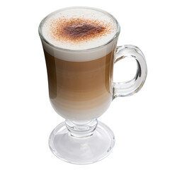 Glass cup mix latte coffee foam
