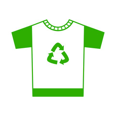 Abstract green t-shirt icon for web design with recycle sign. Vector