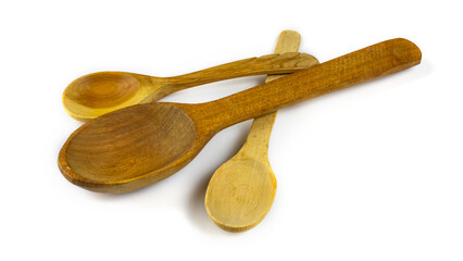 isolated image of wooden spoons close-up