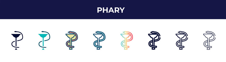 phary icon in 8 styles. line, filled, glyph, thin outline, colorful, stroke and gradient styles, phary vector sign. symbol, logo illustration. different style icons set.