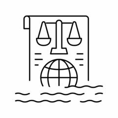 ocean and law of sea social problem line icon vector illustration