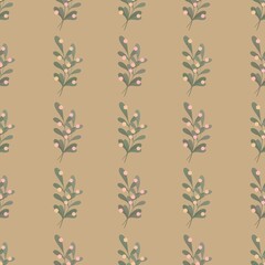 cute gardening spring pattern for kids - herbs on brown background