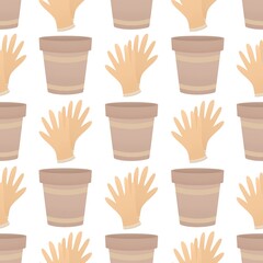 cute spring pattern for kids - potty and gardening gloves on white background