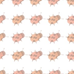 cute garden spring pattern for kids - beetles on white background