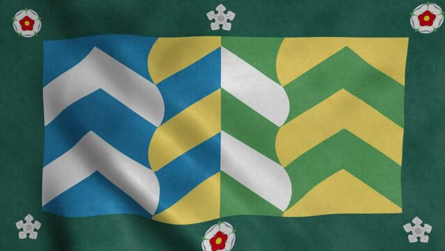 Flag of Cumbria, city of England, waving in wind. Realistic flag background